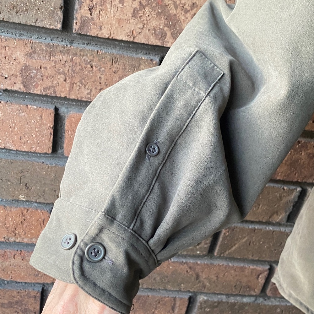 Montage Mens XL Taupe Fleece Lined Shirt Jacket Button Up Shacket - Picture 5 of 13